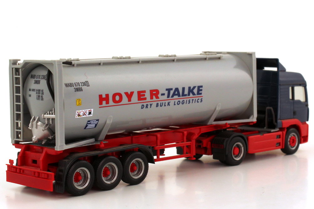 Foto 1:87 MAN TG-A LX 30ft. Drucksilocontainer-Szg 2/3 Hoyer-Talke Dry Bulk Logistics herpa 151085