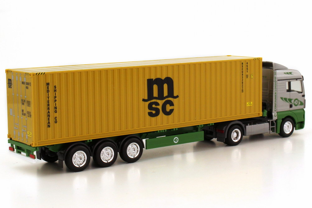 Foto 1:87 MAN TGX XLX Fv 40ft. Container-Szg 2/3 EKB Kieserling, MSC herpa 156370