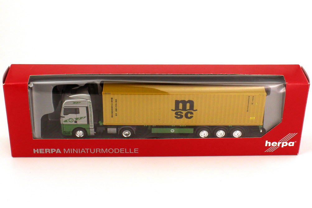 Foto 1:87 MAN TGX XLX Fv 40ft. Container-Szg 2/3 EKB Kieserling, MSC herpa 156370