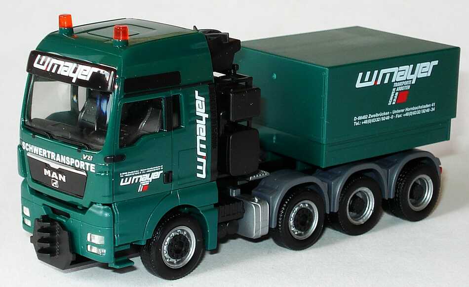 Foto 1:87 MAN TGX XXL Schwerlastzug Tieflader 4/6/6 W. Mayer Swertransporte, Zweibrücken herpa 155465
