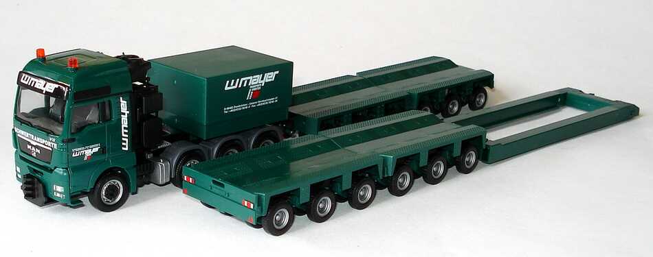 Foto 1:87 MAN TGX XXL Schwerlastzug Tieflader 4/6/6 W. Mayer Swertransporte, Zweibrücken herpa 155465