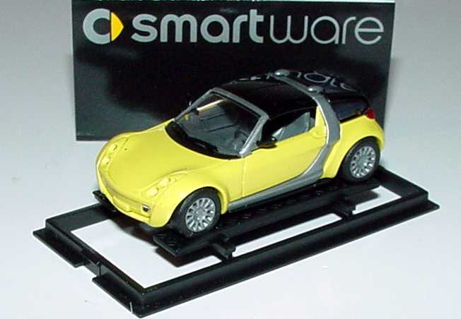 Foto 1:87 MCC Smart Roadster Coupé shine-yellow, Scheinwerfereinfassung in Wagenfarbe Werbemodell Busch 0013097V002000000