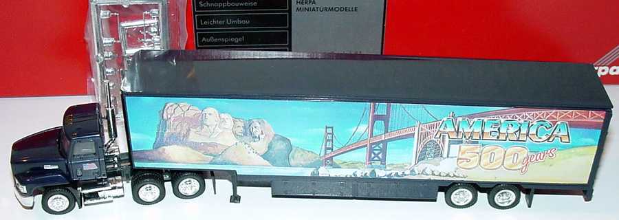 Foto 1:87 Mack CH600 (K) MovingVanSzg 3/2 America 500 years, Monuments herpa 140843