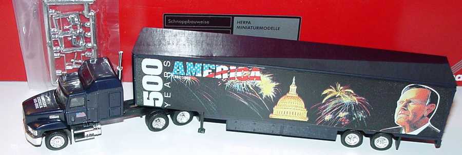 Foto 1:87 Mack CH600 Sleeper MovingVanSzg 3/2 America 500 years, White House/Discovery Idee + Spiel-Sondermodell herpa