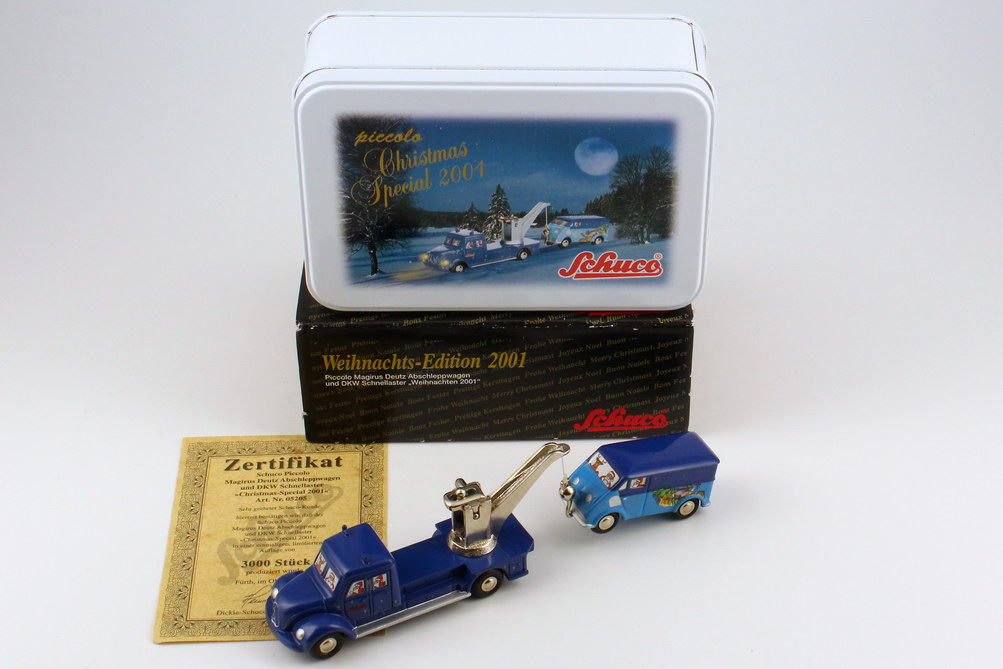 Foto 1:87 Magirus Deutz Abschleppwagen und DKW Schnellaster Christmas Special 2001 Weihnachts-Edition 2001 - Schuco Piccolo 05205