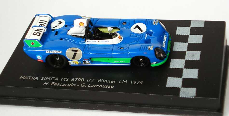 Foto 1:87 Matra Simca MS 670B 24h von Le Mans 1974 Shell Nr.7, H. Pescarolo / G- Larrousse (Sieger) Spark 87LM74