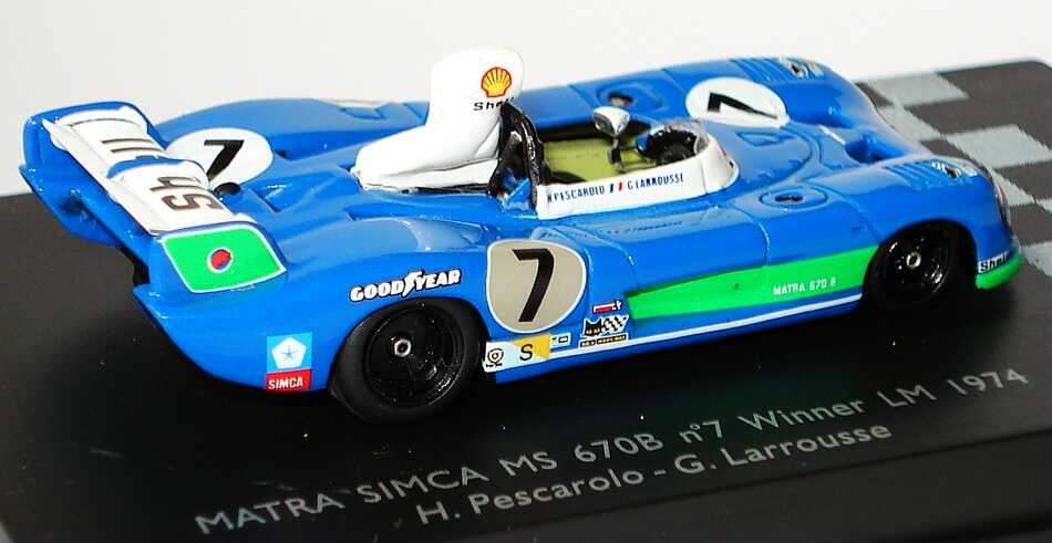Foto 1:87 Matra Simca MS 670B 24h von Le Mans 1974 Shell Nr.7, H. Pescarolo / G- Larrousse (Sieger) Spark 87LM74