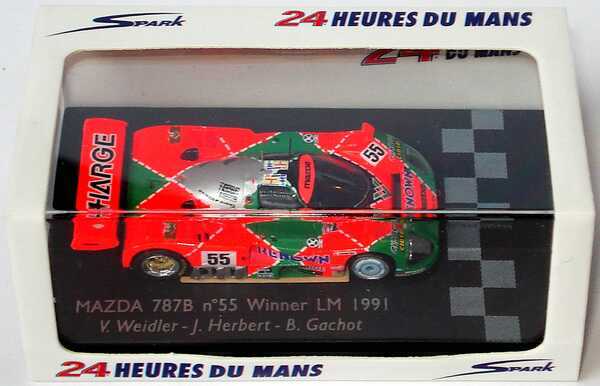 Foto 1:87 Mazda 787B 24h von LeMans 1991 Renown, Charge Nr.55, Weidler / Herbert / Gachot (Siegerfahrzeug) Spark 87LM91