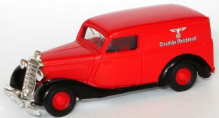 Foto 1:87 Mercedes-Benz 170V Kastenwagen Deutsche Reichspost rot/schwarz Praliné