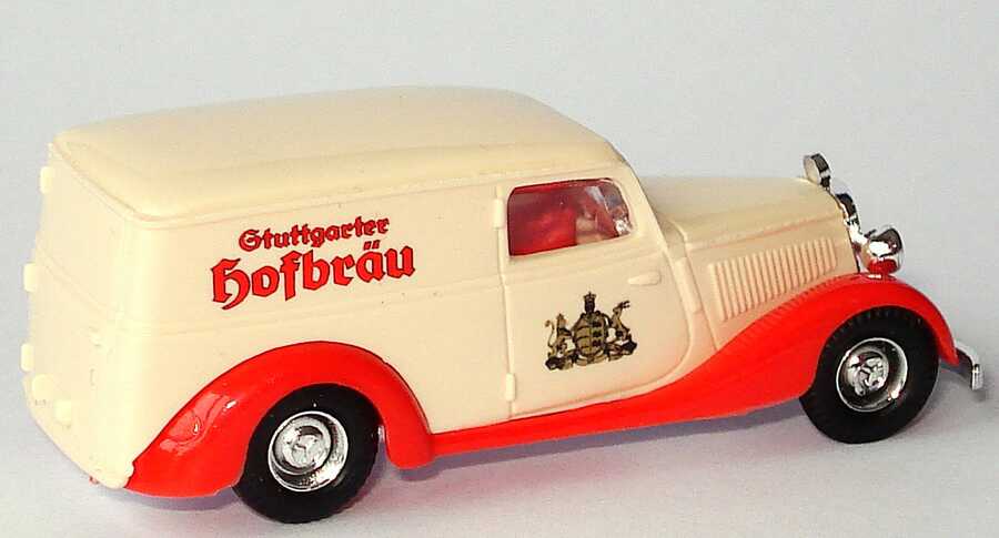 Foto 1:87 Mercedes-Benz 170V Kastenwagen Stuttgarter Hofbräu (Sondermodell zur Modellbahn-Ausstellung Stuttgart 1995) Busch 41542