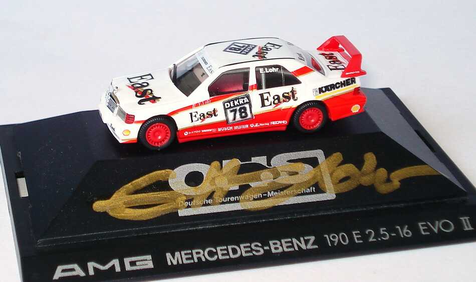 Foto 1:87 Mercedes-Benz 190E 2.5-16 Evolution II DTM 1991 AMG, East Nr.78, Lohr mit Fahrerautogramm herpa 3542