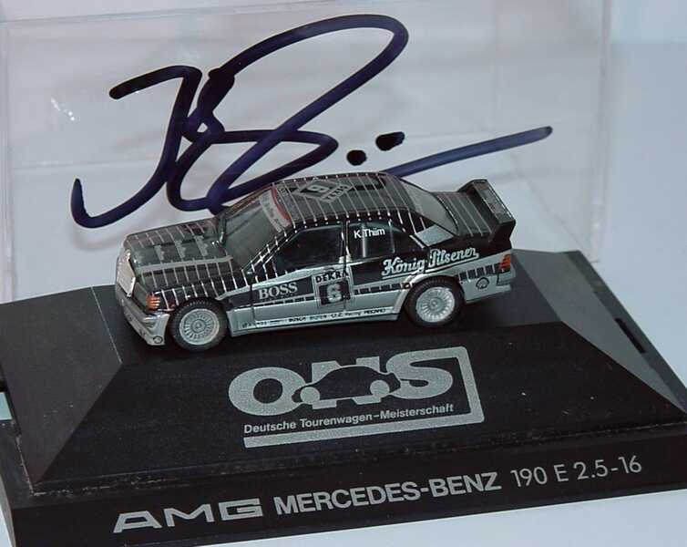 Foto 1:87 Mercedes-Benz 190E 2.5-16 Evolution I DTM 1990 AMG, König-Pilsener Nr.6, K. Thiim mit Fahrerautogramm herpa 3521