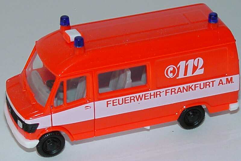 Foto 1:87 Mercedes-Benz 207D Rettungswagen Feuerwehr Frankfurt a. M. tagesleuchtrot herpa