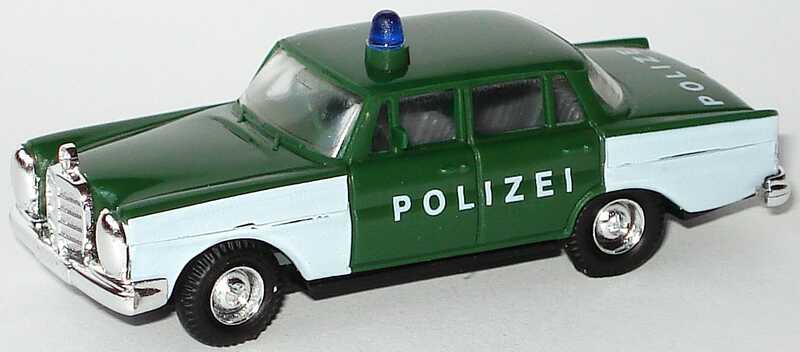 Foto 1:87 Mercedes-Benz 220 S Polizei dunkelgrün/weiß Praliné