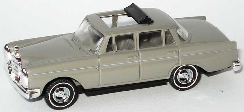 Foto 1:87 Mercedes-Benz 220 mit Sonnendach und Weißwandreifen grau Praliné