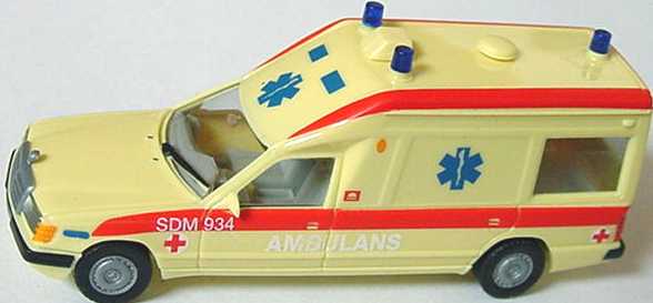 Foto 1:87 Mercedes-Benz 230E Miesen KTW (W124) Ambulans (Schweden) herpa 042192