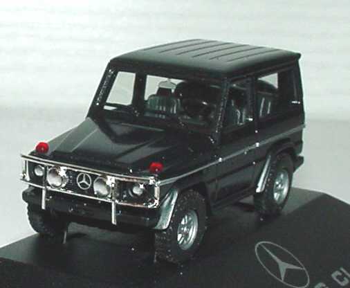 Foto 1:87 Mercedes-Benz 230GE schwarz-met. mit Rammschutz Classic Werbemodell Sockeldruck: Mercedes-G Classic herpa