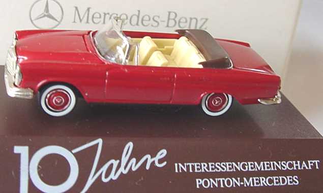 Foto 1:87 Mercedes-Benz 280SE 3,5 Cabrio rot 10 Jahre IG Ponton-Mercedes Brekina