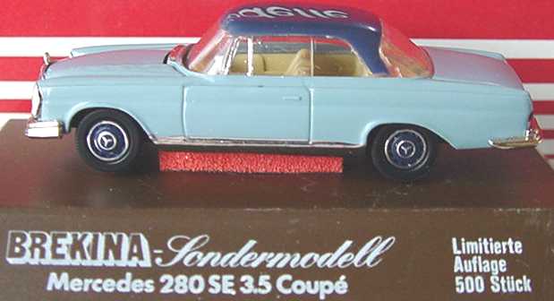 Foto 1:87 Mercedes-Benz 280SE 3,5 Coupé blaugrau/dunkelblau Werbemodell Brekina