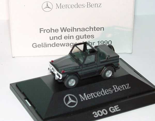 Foto 1:87 Mercedes-Benz 300GE Cabrio schwarz-met. mit Rammschutz Frohe Weihnachten und ein gutes Geländewagenjahr 1990 Werbemodell herpa