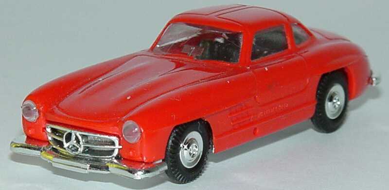 Foto 1:87 Mercedes-Benz 300SL Gullwing ´54 rot, Chassis verchromt Praliné