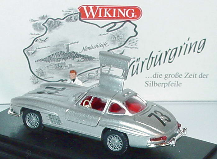 Foto 1:87 Mercedes-Benz 300SL Gullwing silbern, Nr.73 Nürburgring ...die große Zeit der Silberpfeile Wiking 7990237