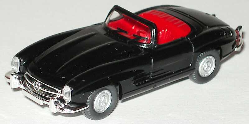 Foto 1:87 Mercedes-Benz 300SL Roadster schwarz, IA rot Wiking 83404