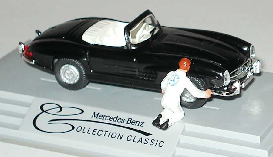 Foto 1:87 Mercedes-Benz 300SL Roadster schwarz mit Mechaniker Techno Classica Essen 1994 Werbemodell Wiking