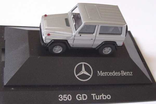 Foto 1:87 Mercedes-Benz 350GD Turbo silber-met. Vorsicht bissige Limousine IAA 91 Werbemodell herpa
