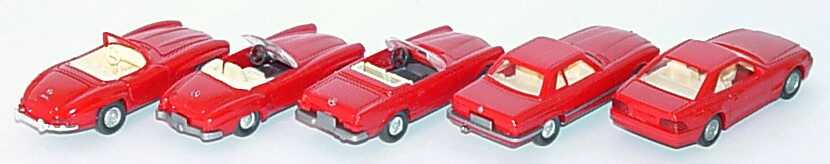 Foto 1:87 Mercedes-Benz 40 Jahre Mercedes SL (5x SL rot in Videohülle) Werbemodell Wiking 99552