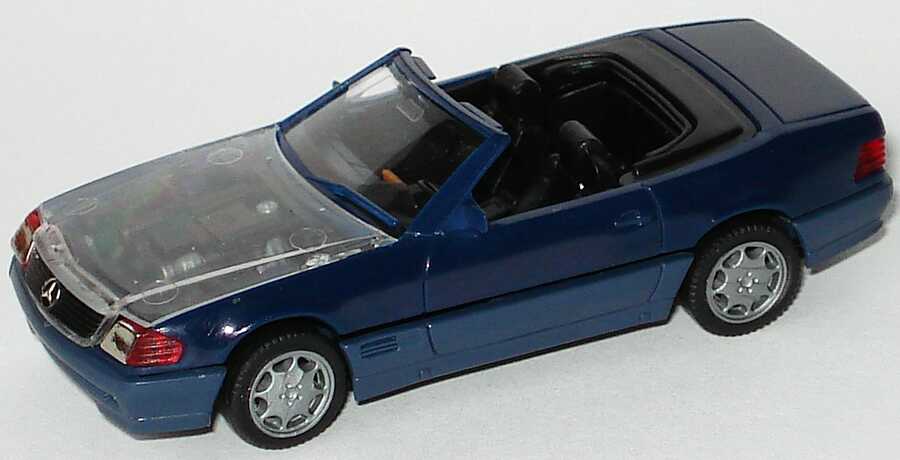 Foto 1:87 Mercedes-Benz 500SL (R129) dunkelblau, transparente Motorhaube herpa