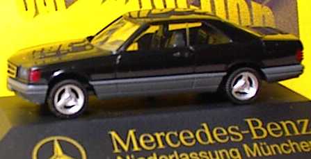 Foto 1:87 Mercedes-Benz 560SEC (C126) schwarz mit Brabus Felgen MB Ndl. München herpa