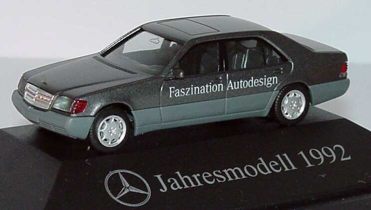 Foto 1:87 Mercedes-Benz 600SEL (W140) grau-met. Faszination Autodesign, Mercedes-Benz AG Niederlassung Wuppertal/Solingen, Jahresmodell 1992 Werbemodell herpa