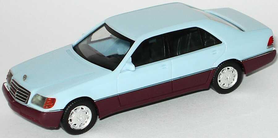 Foto 1:87 Mercedes-Benz 600SEL (W140) hellblau/weinrot herpa 2094