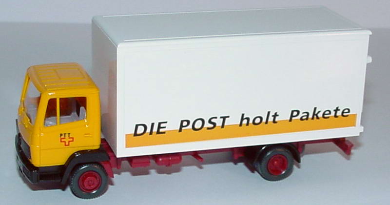 Foto 1:87 Mercedes-Benz 814 2a Ko-Lkw PTT - Die Post bringt Pakete (Schweiz Modell) Wiking 55204