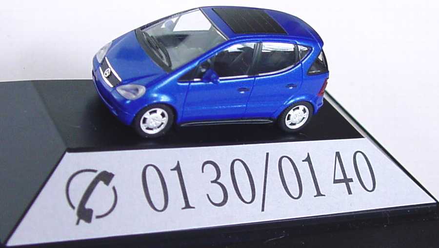 Foto 1:87 Mercedes-Benz A-Klasse (W168) mit Faltdach blau-met. 0130 / 0140 Werbemodell herpa