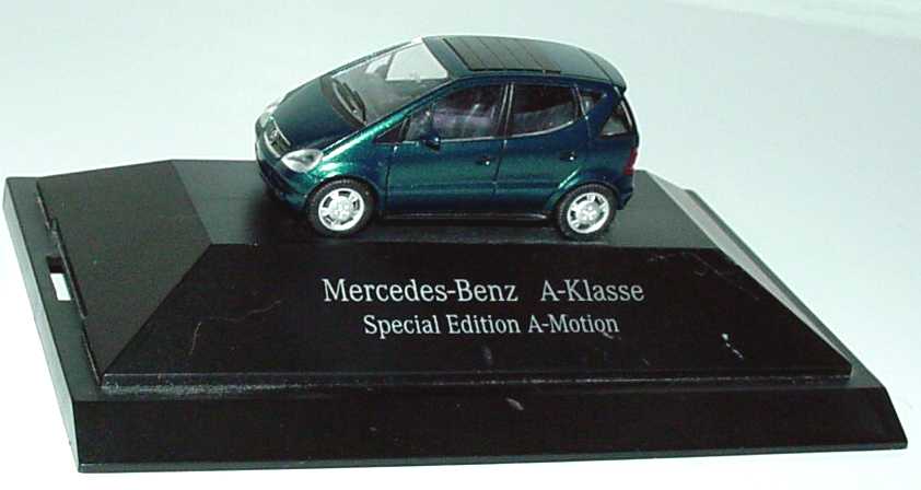 Foto 1:87 Mercedes-Benz A-Klasse (W168) mit Faltdach dunkelgrün-met. Special Edition A-Motion Werbemodell herpa