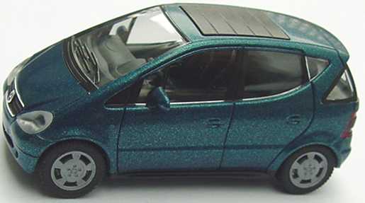 Foto 1:87 Mercedes-Benz A-Klasse (W168) mit Faltdach lagunengrün-met. herpa 032384