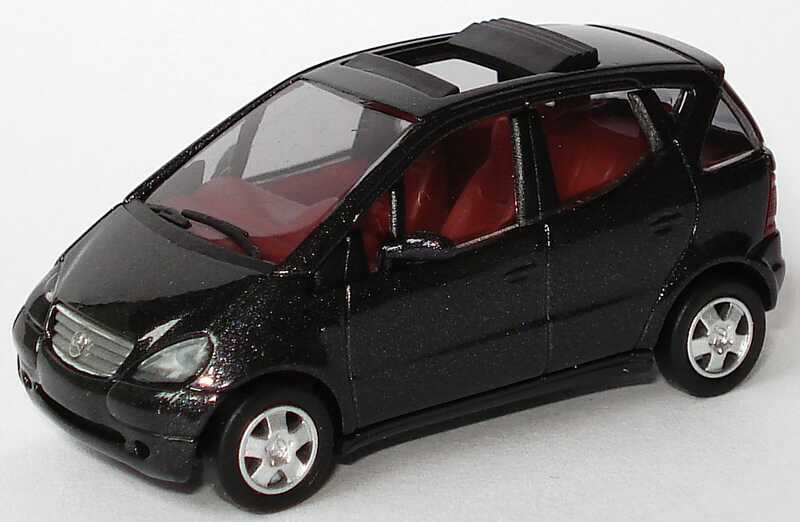 Foto 1:87 Mercedes-Benz A-Klasse (W168) Avangarde mit Faltdach offen schwarz-met. Busch 48601