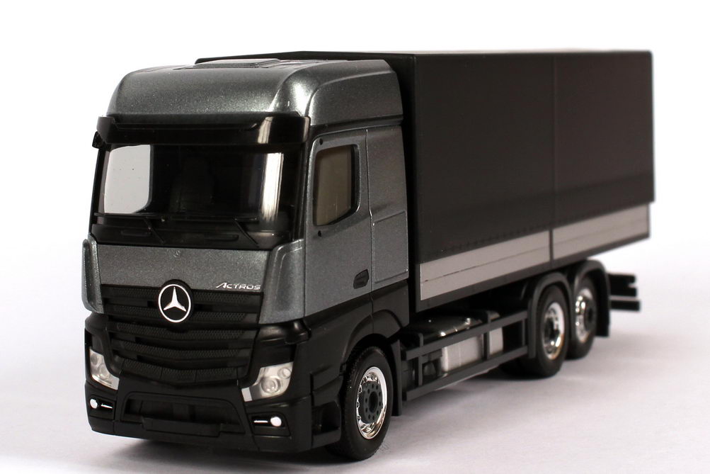 Foto 1:87 Mercedes-Benz Actros 2 BigSpace 3a PP-Lkw andorit-grau-met./schwarz Werbemodell herpa B66004086