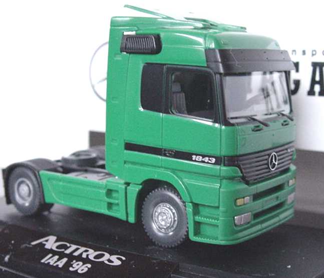 Foto 1:87 Mercedes-Benz Actros LH Fv Cv 2a Szgm grün IAA ´96 Werbemodell Wiking