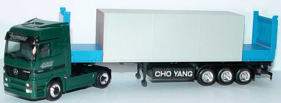Foto 1:87 Mercedes-Benz Actros LH Fv Cv 40 BulkCoSzg offen mit Ladung Rudeloff Tesmer, Cho Yang herpa