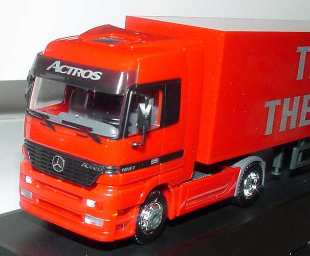 Foto 1:87 Mercedes-Benz Actros LH Fv Cv KoSzg 2/3 Truck Of The Year 97 rot, Euromagazin Werbemodell herpa