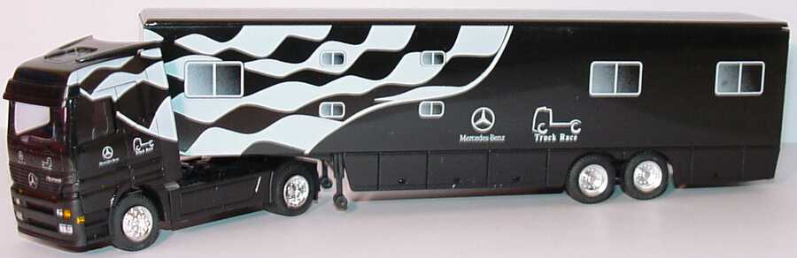 Foto 1:87 Mercedes-Benz Actros LH Fv Cv RenntransportSzg 2/2 LARAG, Mercedes-Benz Truck Race schwarz Albedo 250101