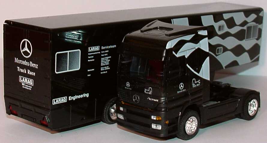Foto 1:87 Mercedes-Benz Actros LH Fv Cv RenntransportSzg 2/2 LARAG, Mercedes-Benz Truck Race schwarz Albedo 250101