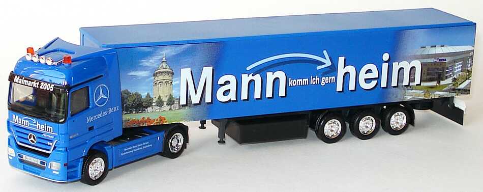 Foto 1:87 Mercedes-Benz Actros LH MP2 Fv Cv GpSzg 2/3 Maimarkt Mannheim 2005, Mann komm ich gern heim Werbemodell herpa 275613