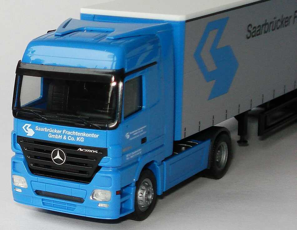 Foto 1:87 Mercedes-Benz Actros LH MP2 Fv Cv GpSzg 2/3 Saarbrückener Frachtenkontor GmbH & Co. KG herpa 287883