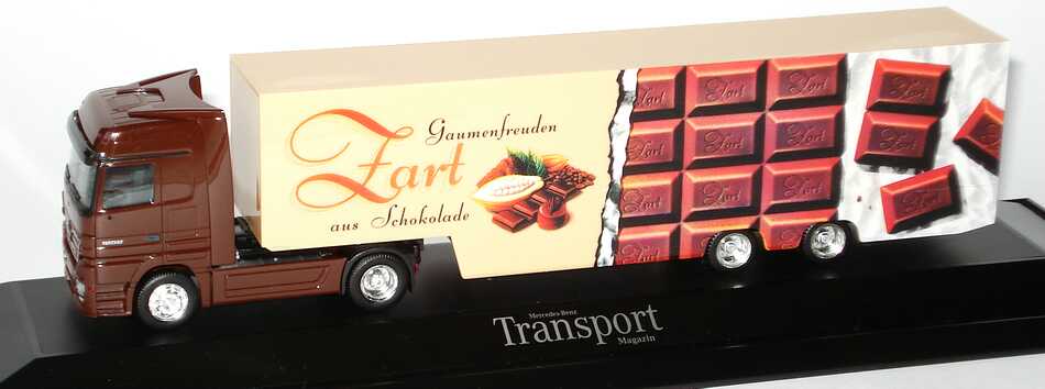 Foto 1:87 Mercedes-Benz Actros LH MP2 Fv Cv KoSzg 2/2 Zart - Gaumenfreuden aus Schokolade Werbemodell (Transport Magazin) herpa B66000555