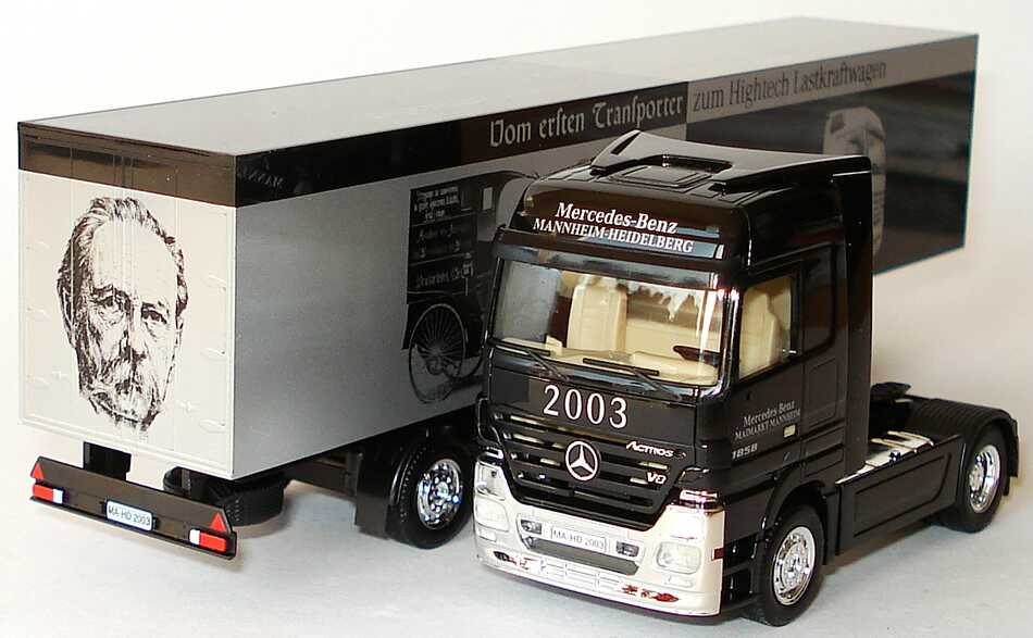 Foto 1:87 Mercedes-Benz Actros LH MP2 Fv Cv KoSzg 2/3 Vom ersten Automobil zum Hightech Roadster, Maimarkt Mannheim 2003 Werbemodell herpa 264983