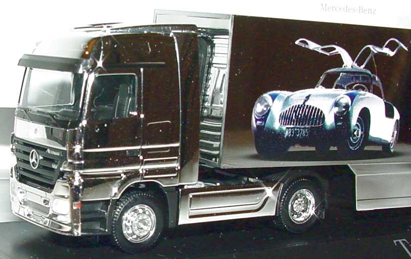 Foto 1:87 Mercedes-Benz Actros LH MP2 Fv Cv RenntransportSzg 2/3 Faszination Motorsport vollverchromt Werbemodell herpa B66000497